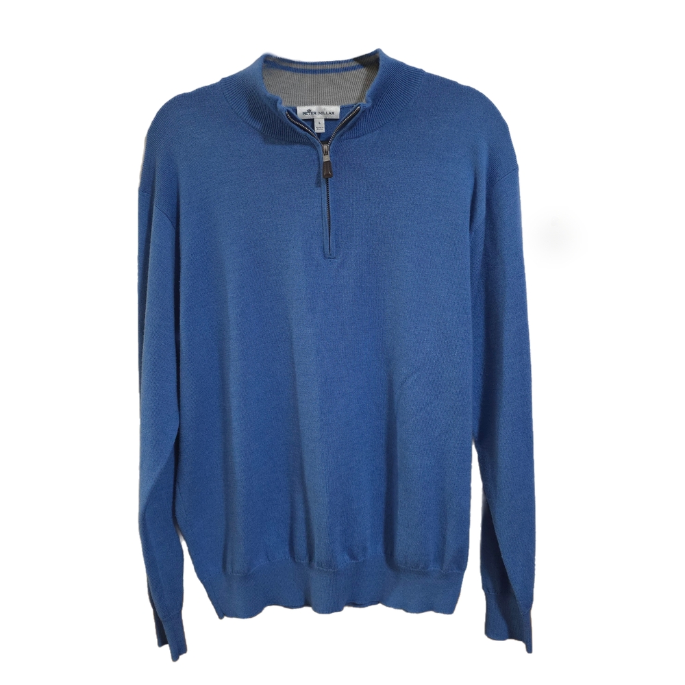 Peter Millar Classic Blue Zip-Up Sweater